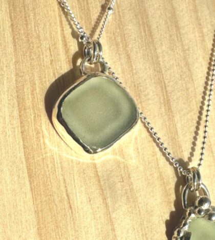 Sea glass plain cut out pendant Cora