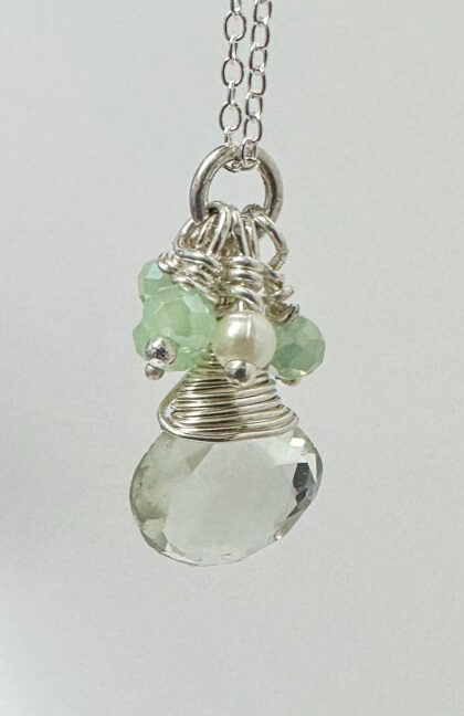 Green Amethyst wire wrap Nara pendant