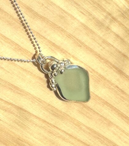 Sea glass Granulation cut out pendant  Hali