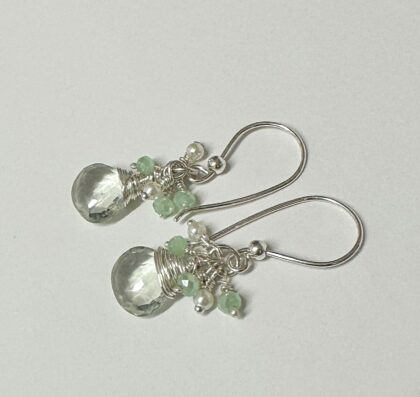 Green Amethyst wire wrap earrings Nara
